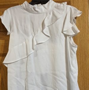 White ruffle sleeveless blouse